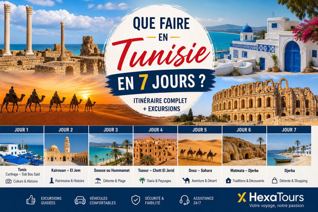 Que faire en Tunisie en 7 jours ? Itinéraire complet + excursions